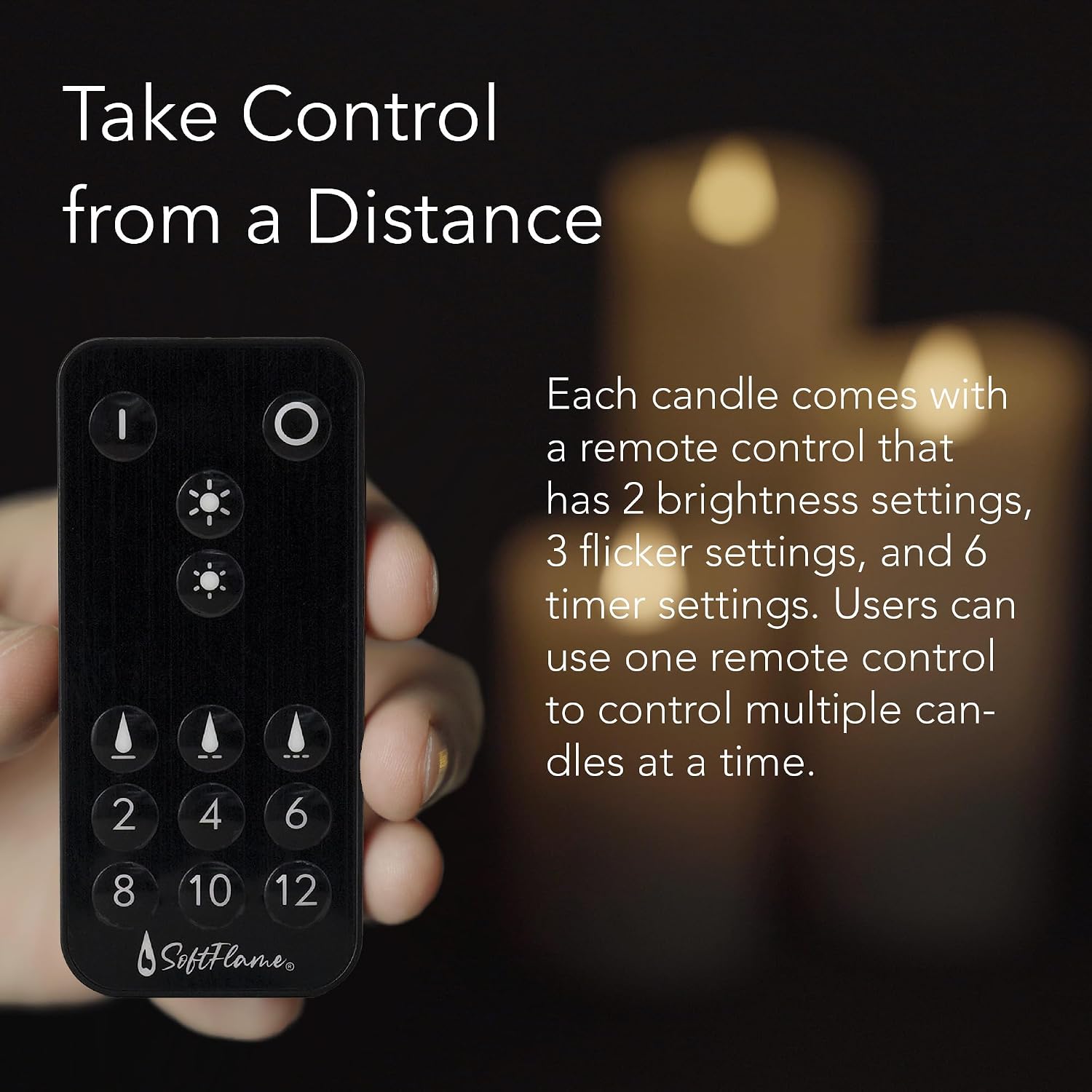 Flameless LED Candles with Remote Control, 3"x 9"Flickering 3D Moving Flame Battery Operated Candles in Real Wax Shell