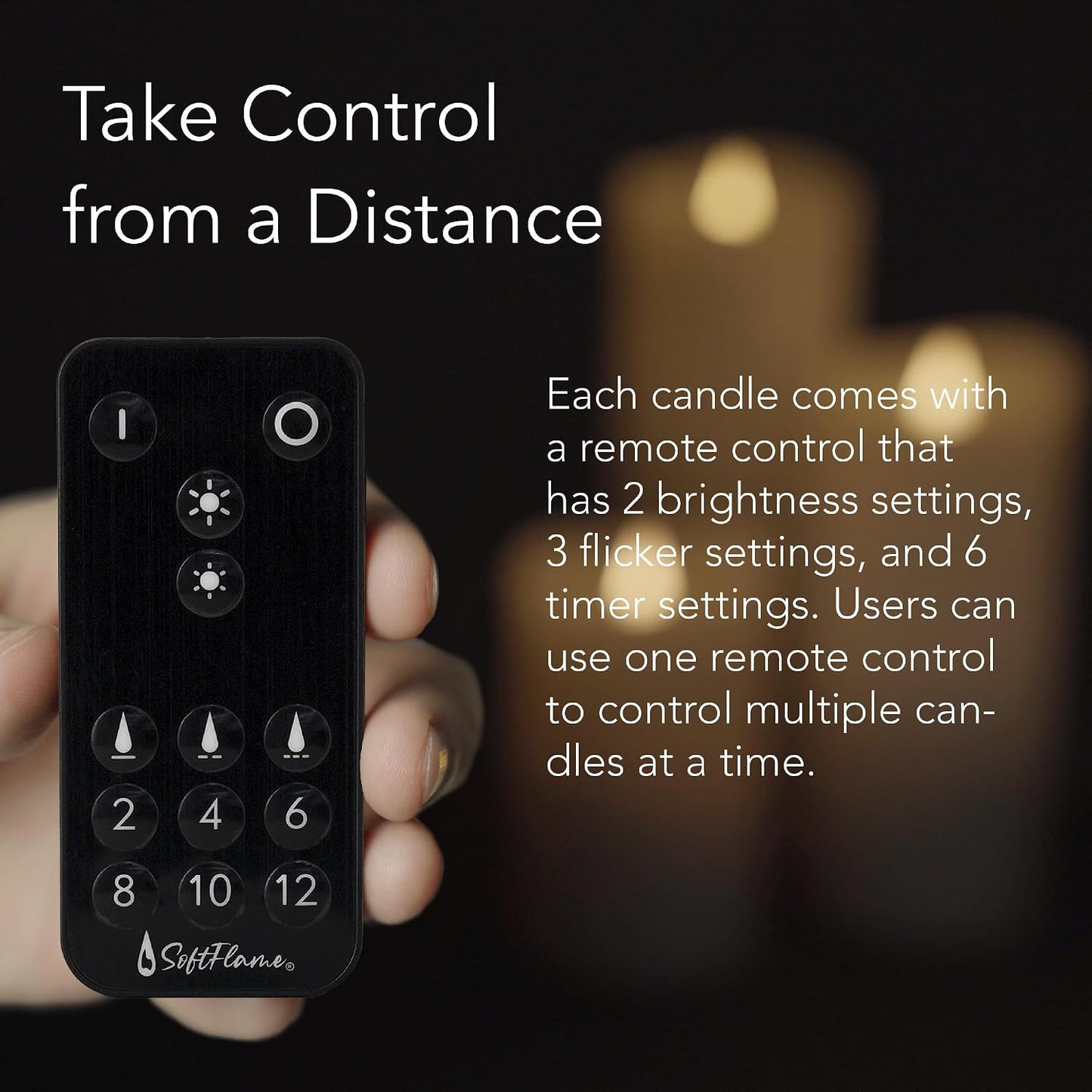 Flameless Candle - 6"x 8"Ivory - Flickering Moving Flame Pillar Candle, Includes Remote Control - Real Wax - 2 x C