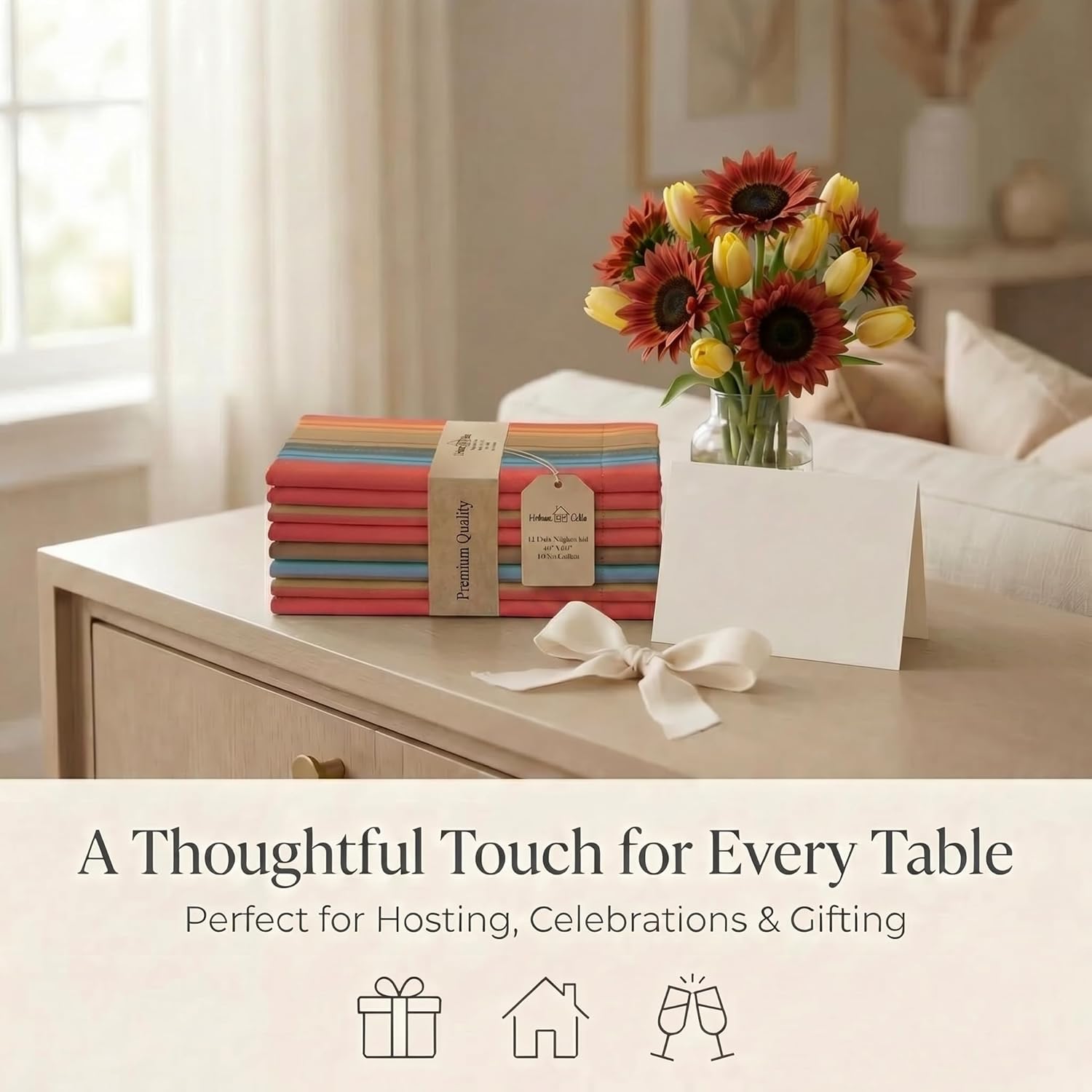 Urban Villa Cloth Napkins Cotton 20x20 (Set of 12) Red Stripes