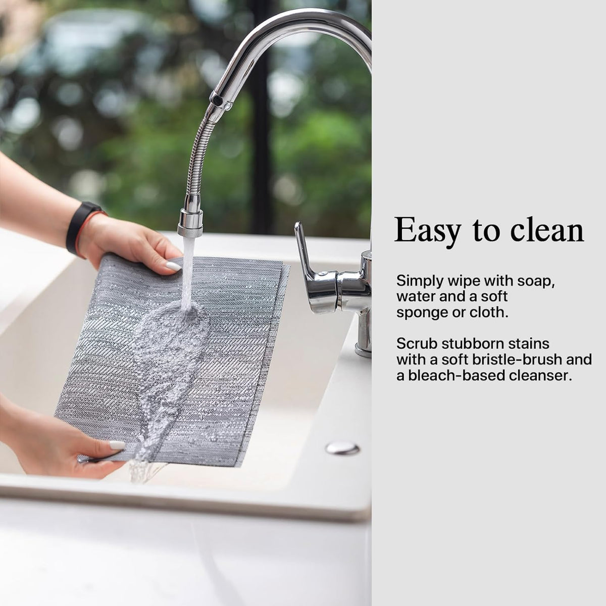 Placemats Set of 8 - Easy Clean Woven Vinyl Placemat for Dining Table, Indoor/Outdoor Place Mats, Washable PVC Table