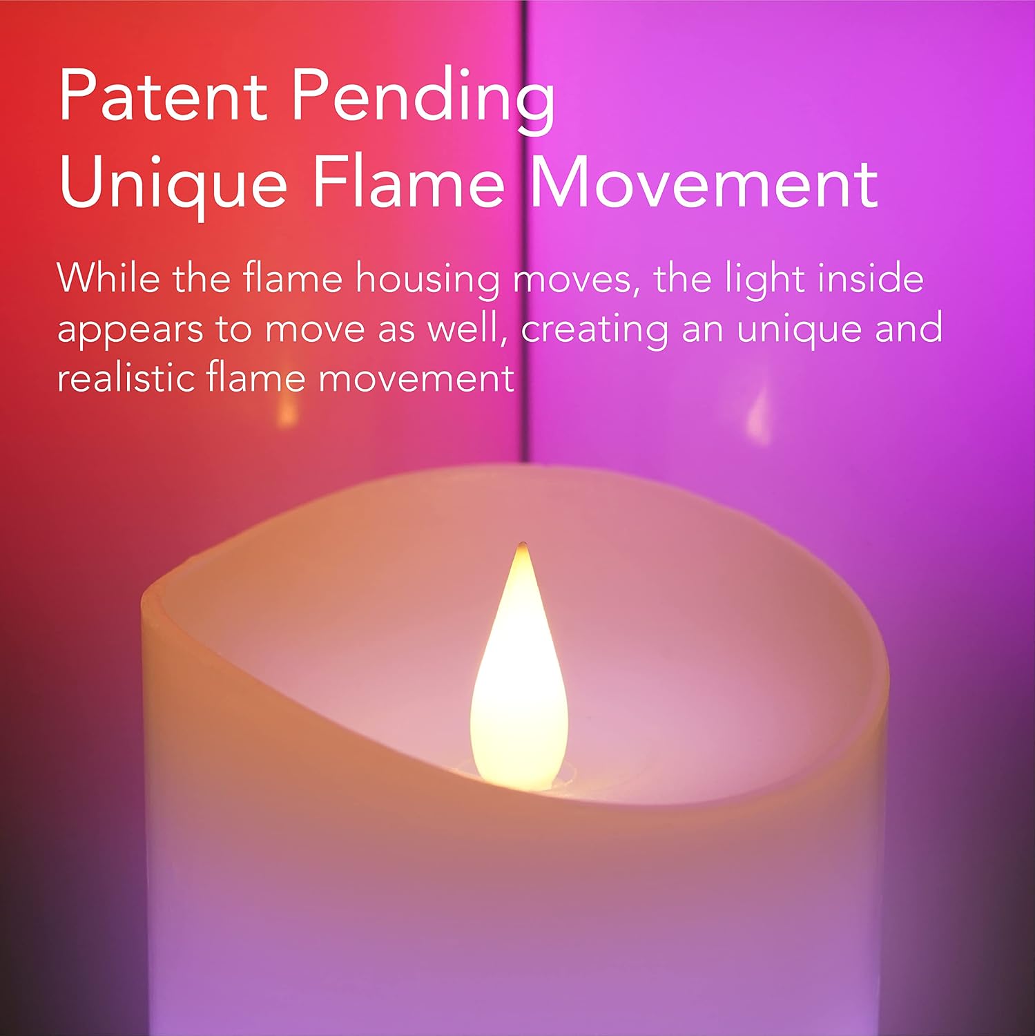 Flameless Multi Color Flickering Moving Flame 3"x 7" Pillar LED Candle，Battery Operated, Real Wax, White, Remote