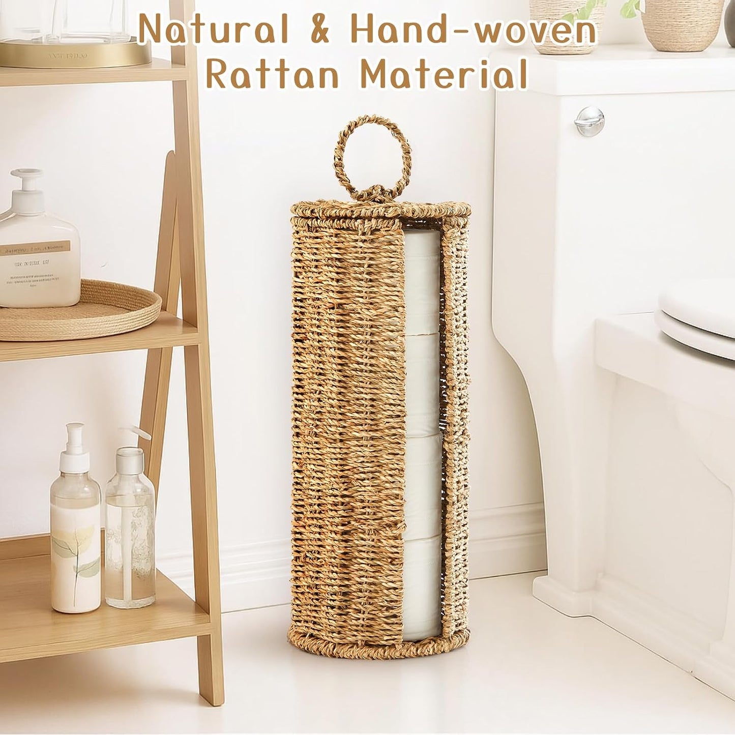 Woven Basket Stand / Wicker Toilet Paper Holder