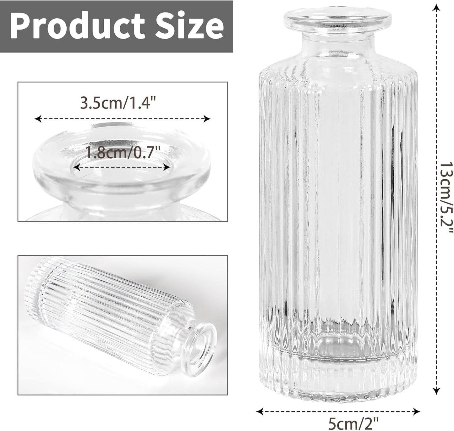 Glass Bud Vases / Clear / Set of 20