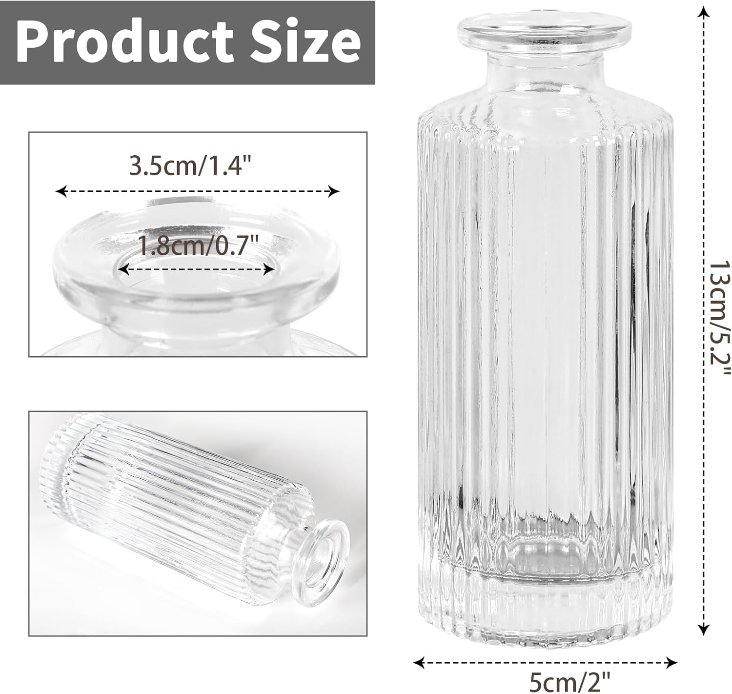 Glass Bud Vases / Clear / Set of 20