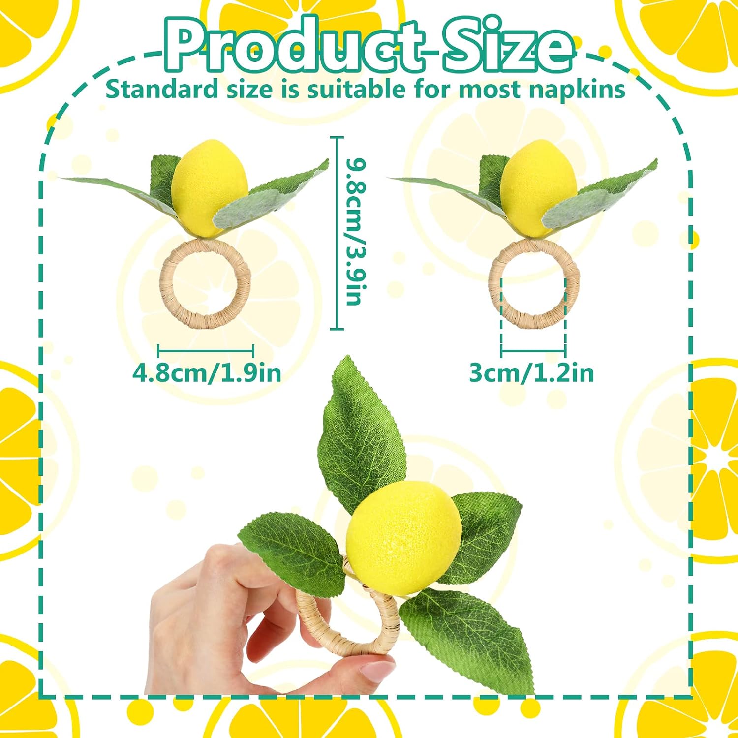Vine Leaves Rustic Farmhouse Napkin Holders Summer Fruit / Yellow / Set of 15