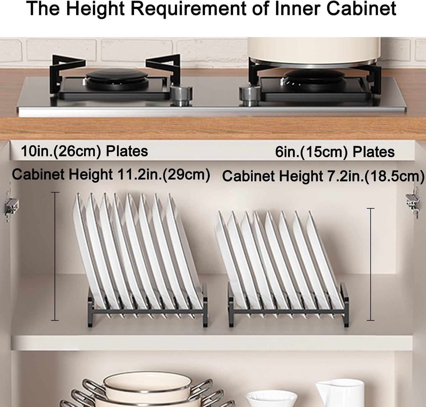 2 Pack Plate Holders Organizers 8 Slots Upright Cabinet Dish Drying Racks Metal Plate Stands (for 6In. 10In. Plates)