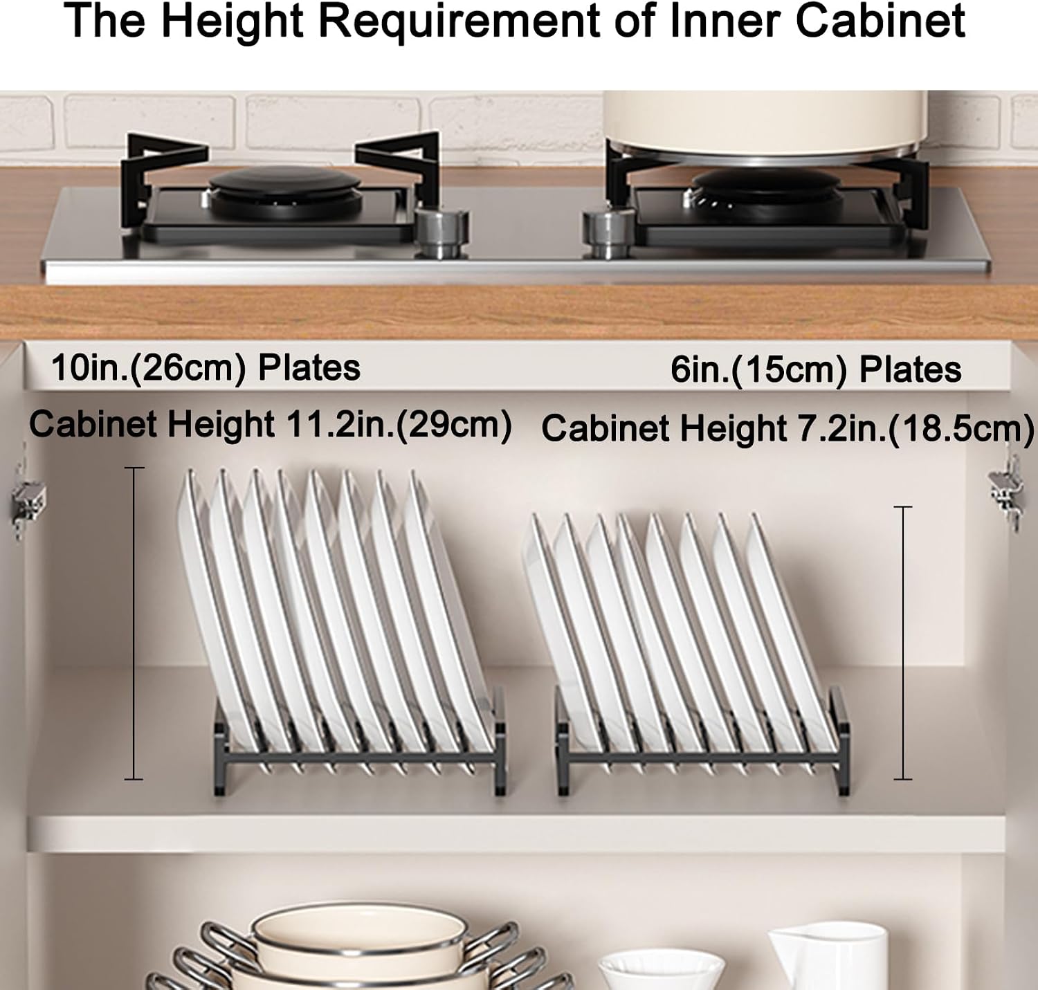 2 Pack Plate Holders Organizers 8 Slots Upright Cabinet Dish Drying Racks Metal Plate Stands (for 6In. 10In. Plates)