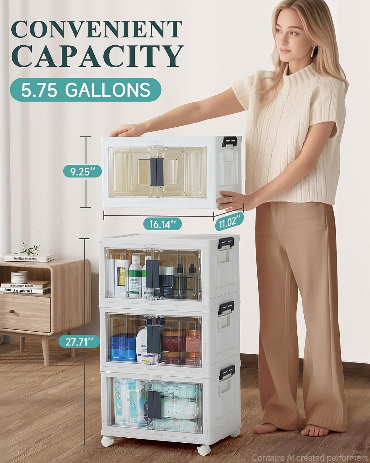 23QT Stackable Lockable Storage Bins / 23qt-white / Set of 3