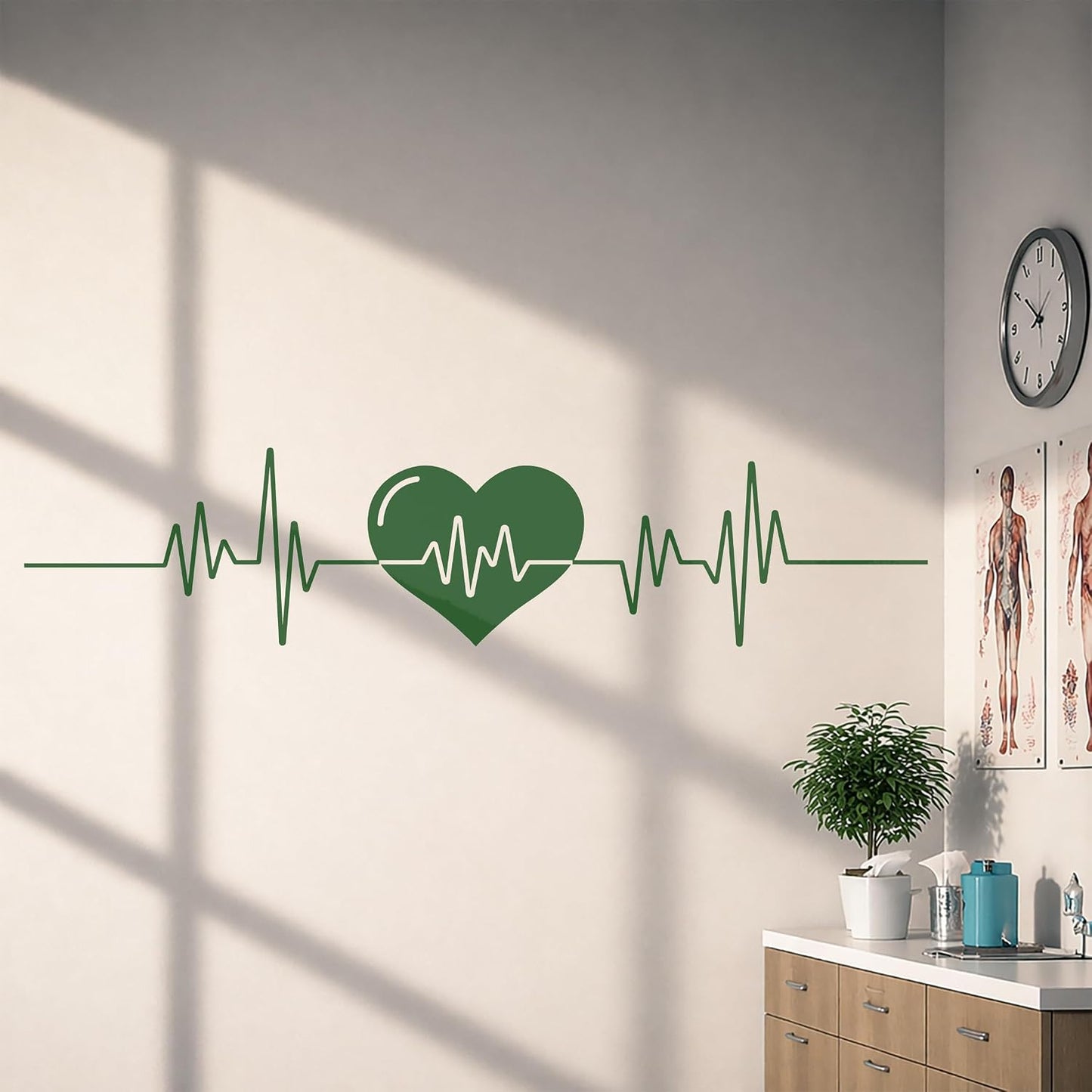 Vinyl Wall Decal Heart Beat Cardiogram Cardio Pulse Health Care Stickers / 9 x 35 / M In / Black