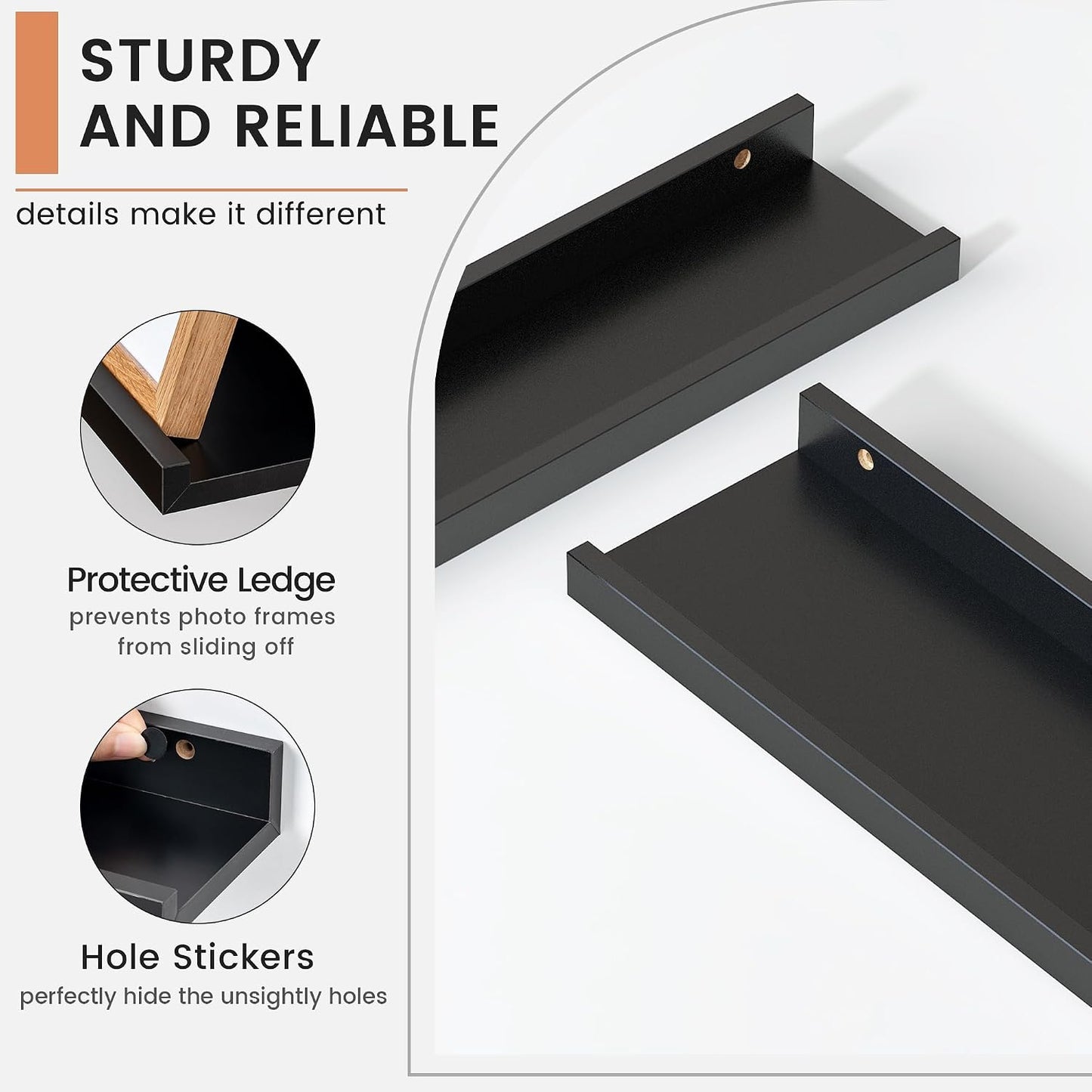 Floating Picture Ledge Shelves for Wall Set of 4, 36 Inch Wall Shelves with Lip Long Large Nursery Book Shelf for Toys