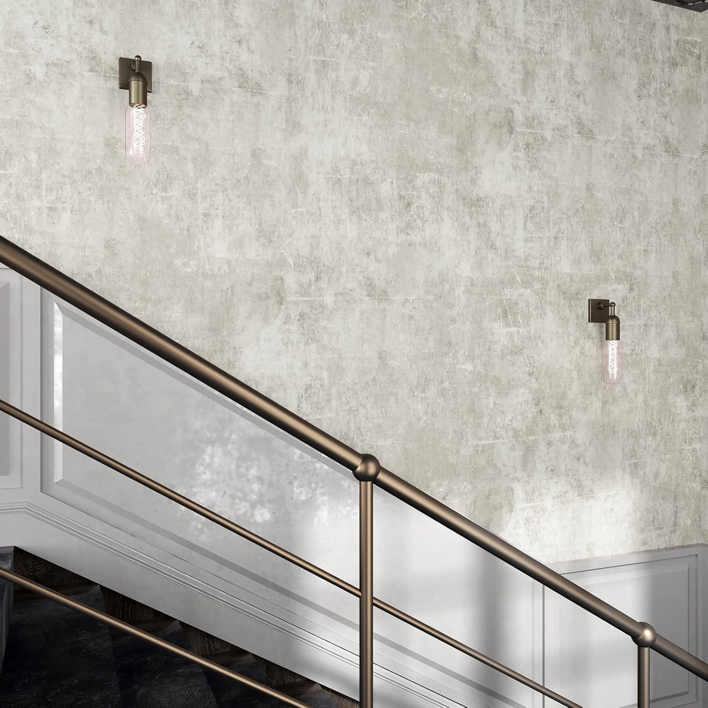 Distressed Concrete Wallpaper Peel and Stick Modern Limewash Wallpaper / 24''x118 / Light Grey