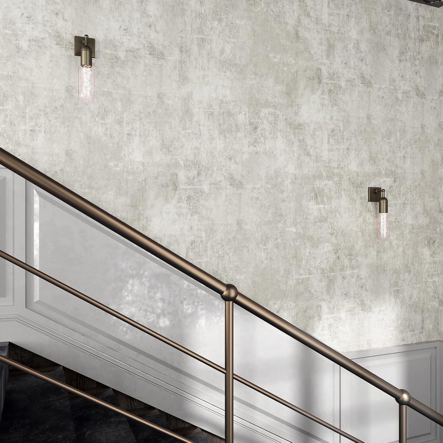 Distressed Concrete Wallpaper Peel and Stick Modern Limewash Wallpaper / 24''x118 / Light Grey