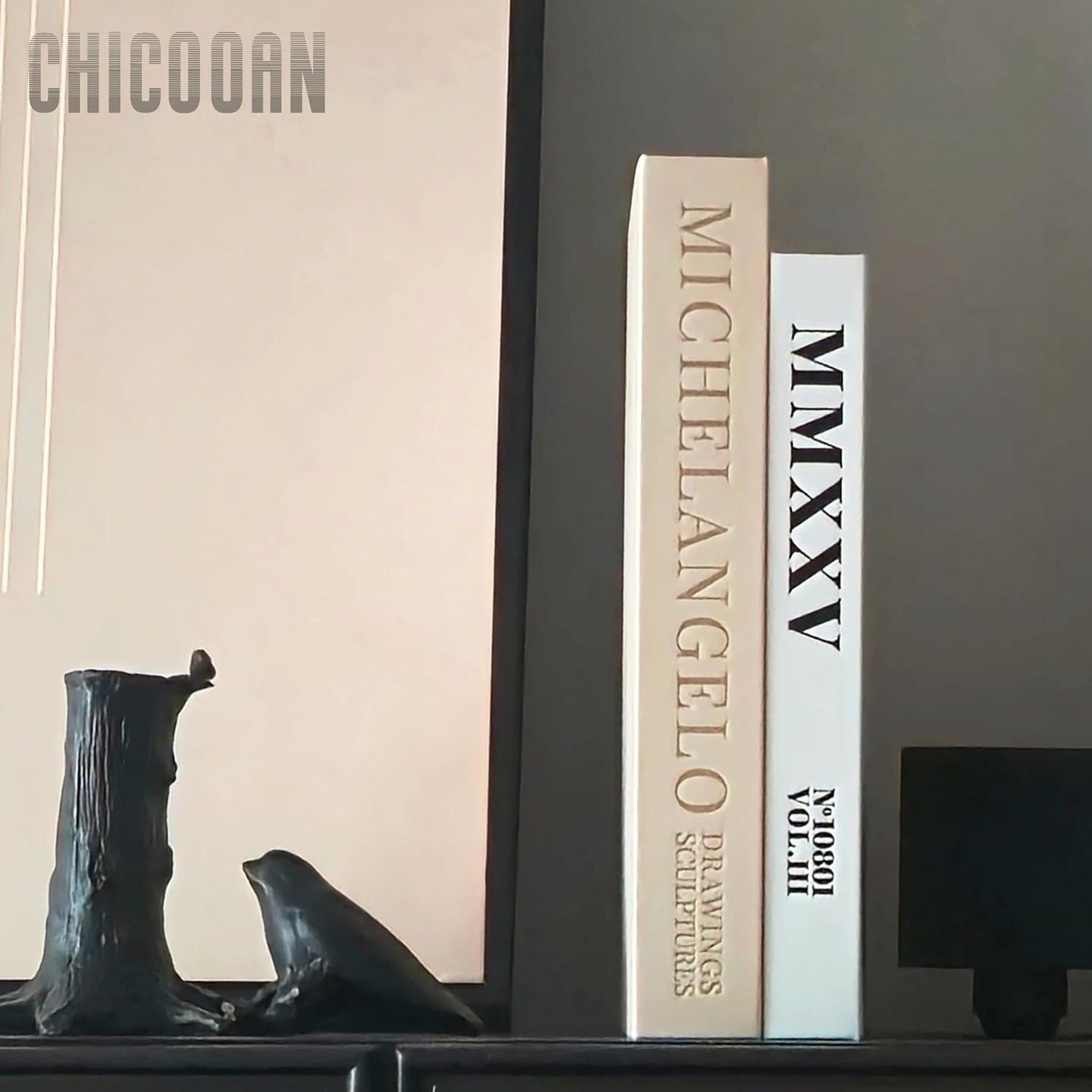Wood Tray / 2 Linen Fake Book Boxes