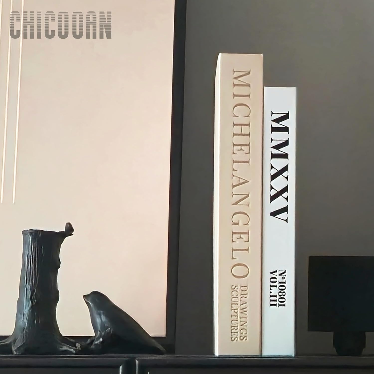 Wood Tray / 2 Linen Fake Book Boxes