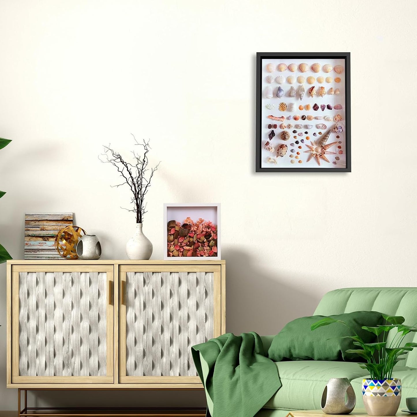 Califortree 12x16 Large Shadow Box Frame with Soft Linen Back - Metal Push Pins Included, Memory Shadow Box Display