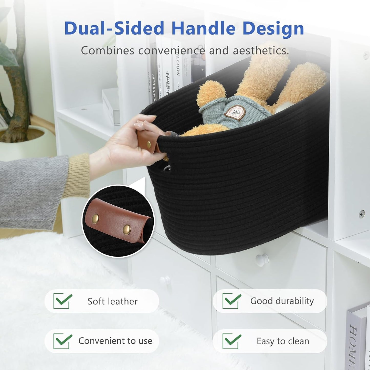 Woven Basket / Storage Baskets / Black / 15 x 10 x 9