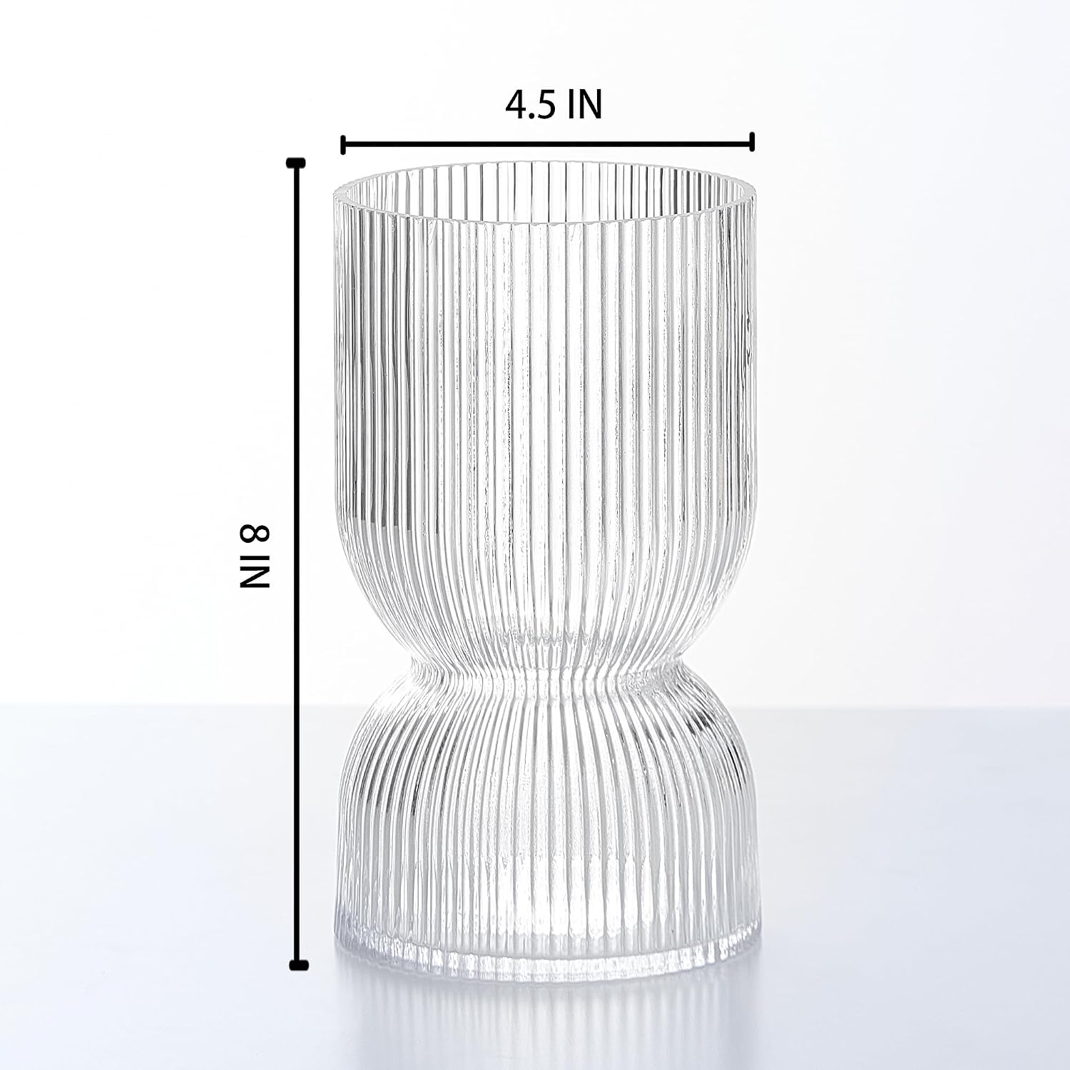 Clear Ribbed Thickened Glass Vases / Glass Bud Clear / 7.5 Inch