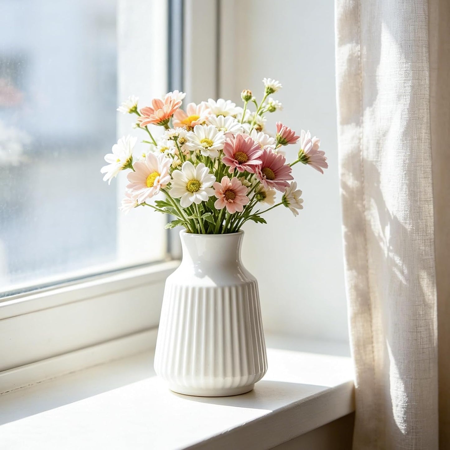 Ceramic Flower Vase Home Decor / White-v22 / 4.7 Inch