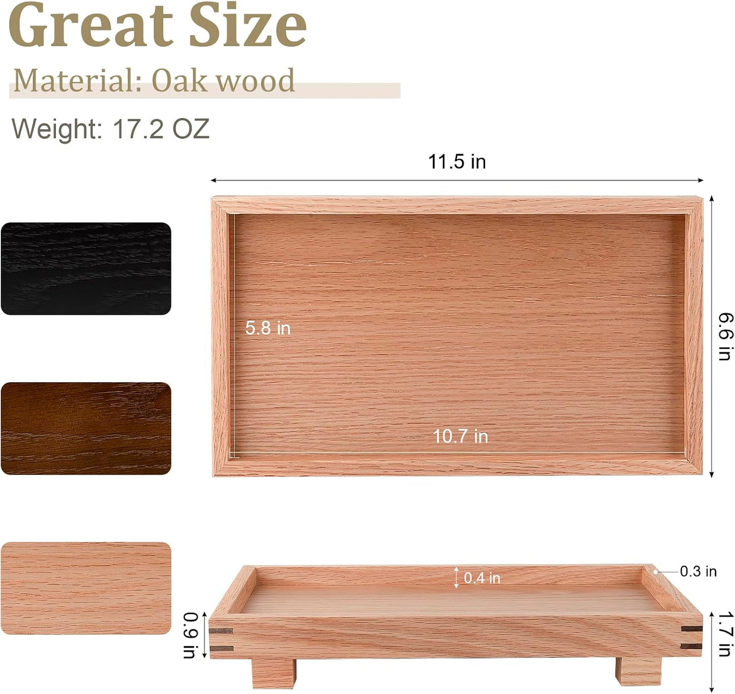 Decorative Tray Small Pedestal Stand Farmhouse Bathroom Decor Wooden / Brown / 11.4 x 6.7 x 1.7