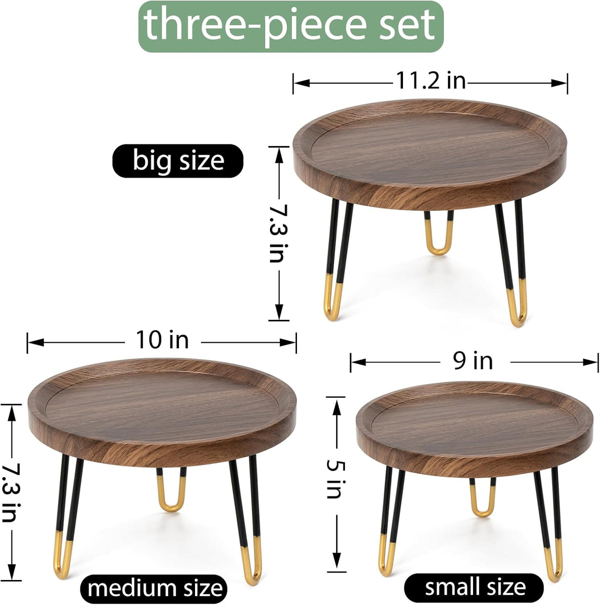 OBTAIN Plant Stand Indoor Outdoor,3 Set Mid Century Style Walnut Wood Color Plant Stand,Waterproof Design Modern Plant
