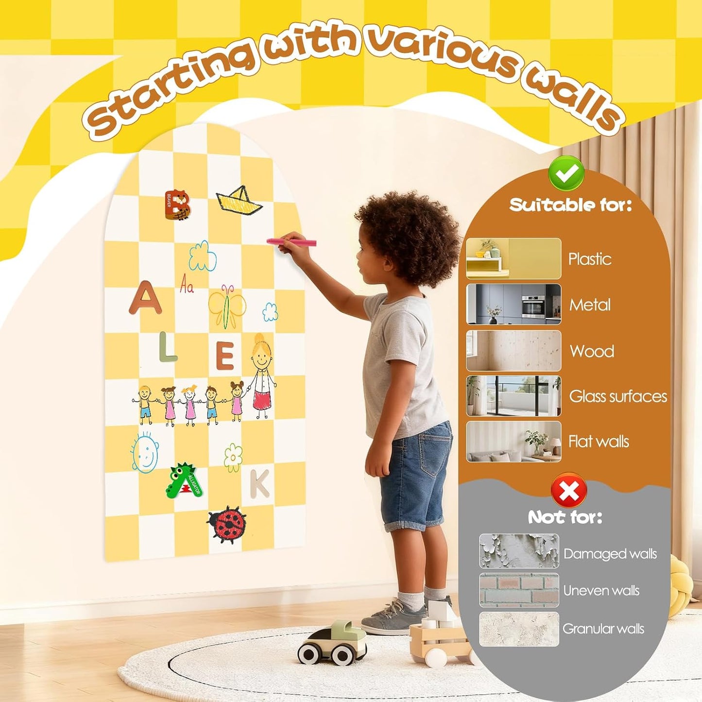 Magnetic Wall Decal Chalkboard / Yellow / 24 x 40