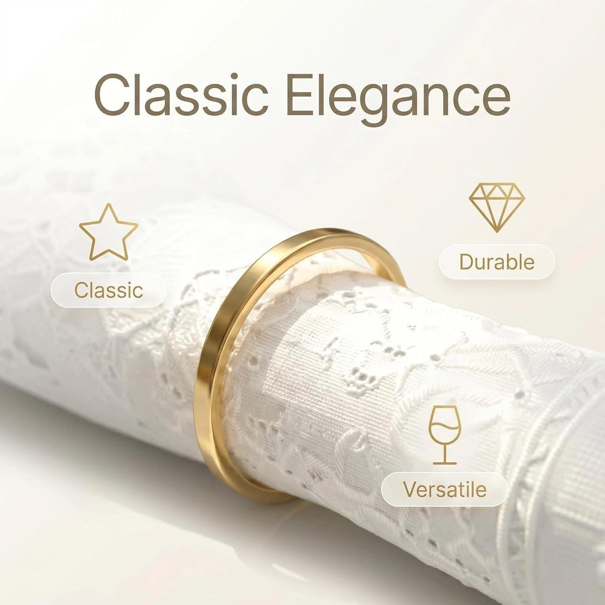200 Pcs Gold Napkin Rings Bulk Delicate Napkin Holder for Dining Wedding Party Banquet Table Decroration Christmas and