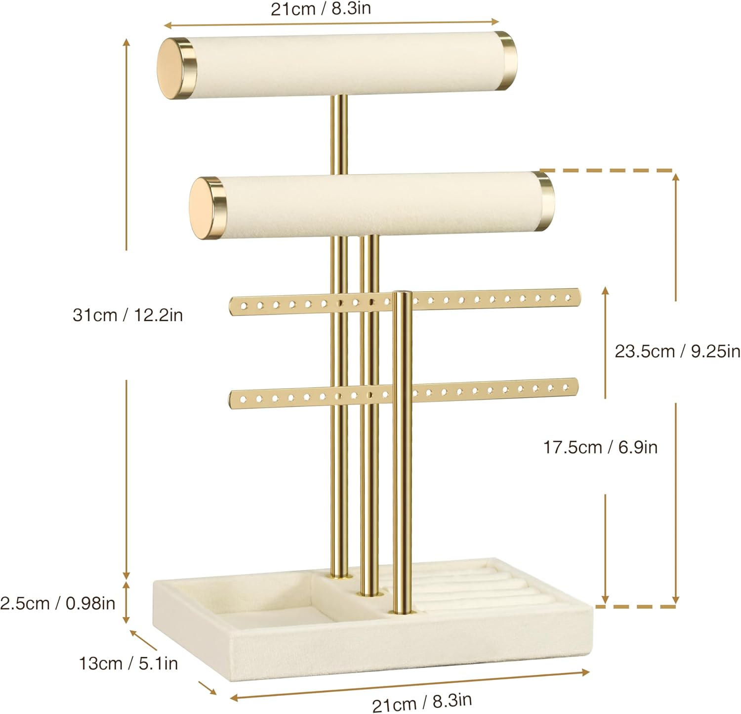 Detachable T Bar Velvet Bracelet Holder / Beige / Standard