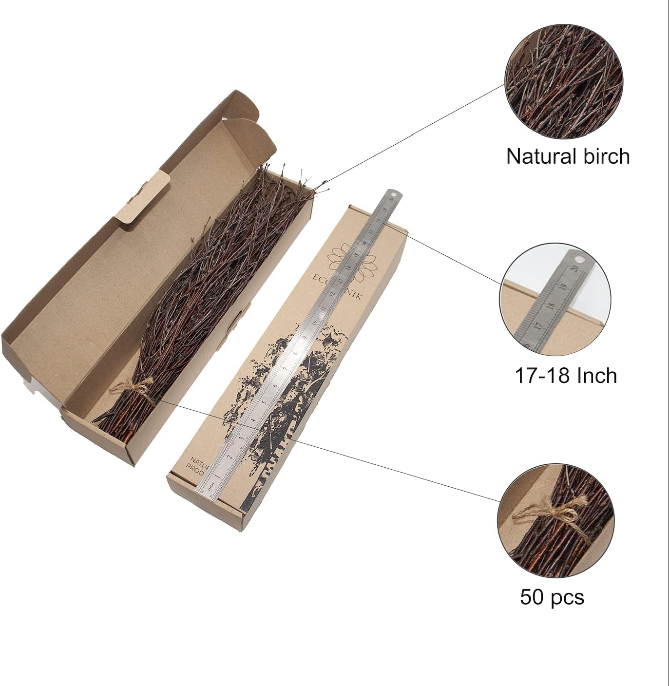 100% Natural Decorative Branches for Vases / 50 Psc - Brown