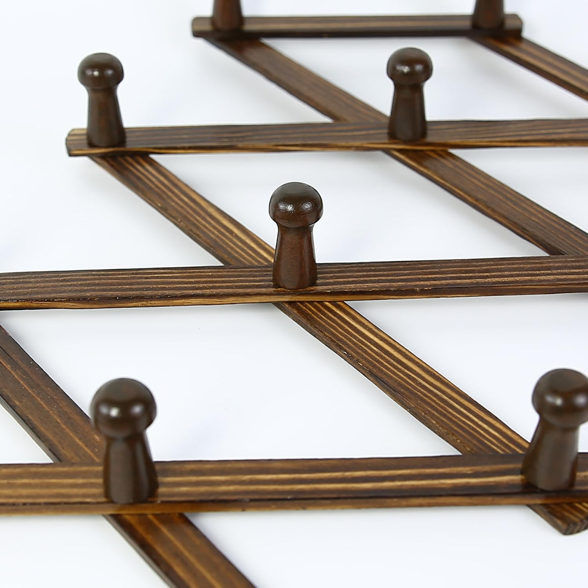 AMAPON Accordion Wall Hanger Expandable Coat Hat Rack 13Peg (Walnut) | Hang Hats Jackets Coffee Mug Purses Necklaces