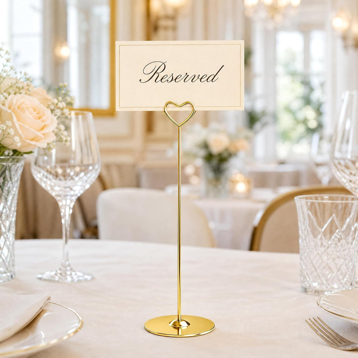 Urban Deco 16PK Gold Table Number Holders 12 Inch Place Card Holders Table Card Holders Steel Card Holders for Photos