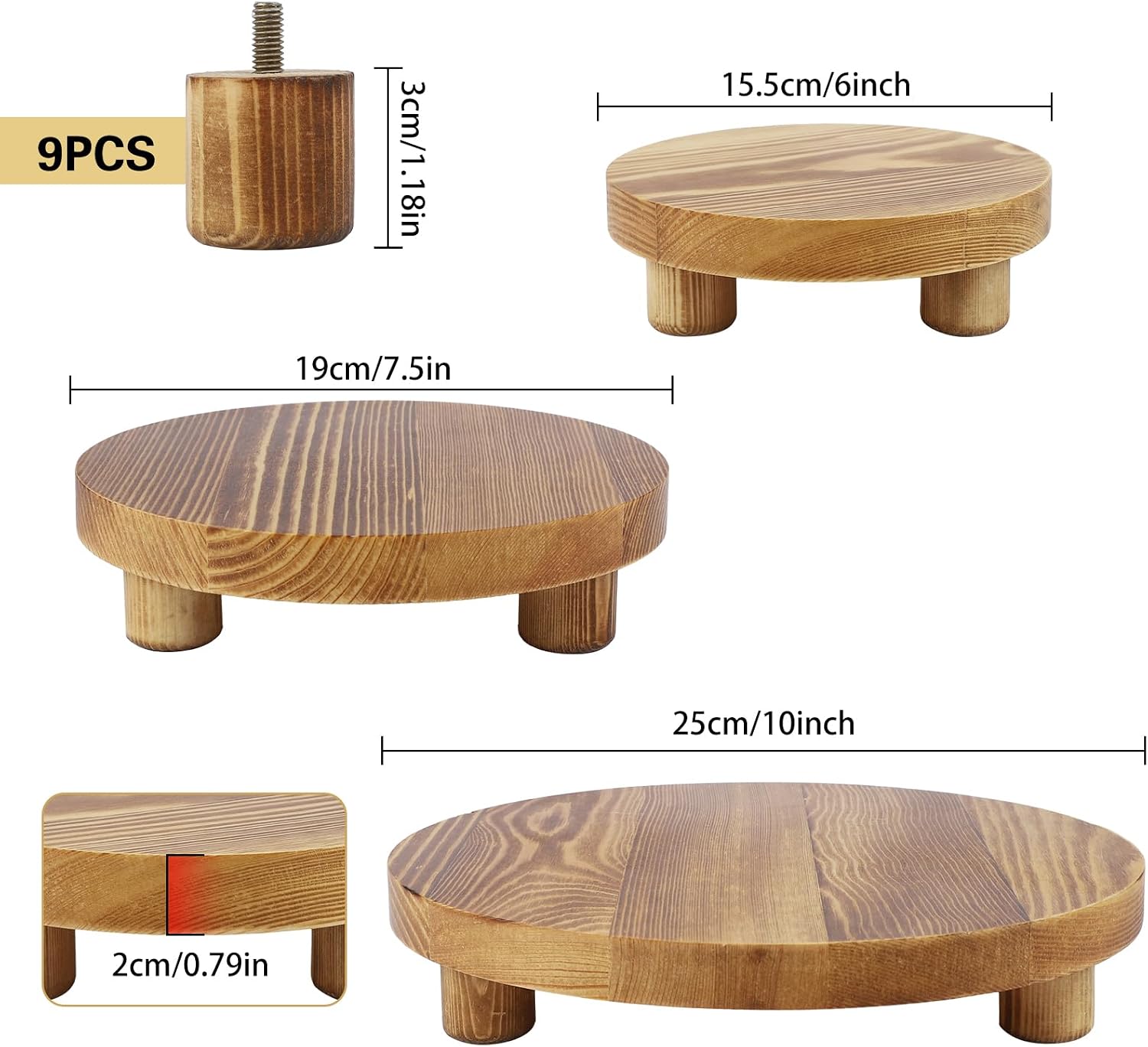 Wooden Plant Stands / Round-brown
