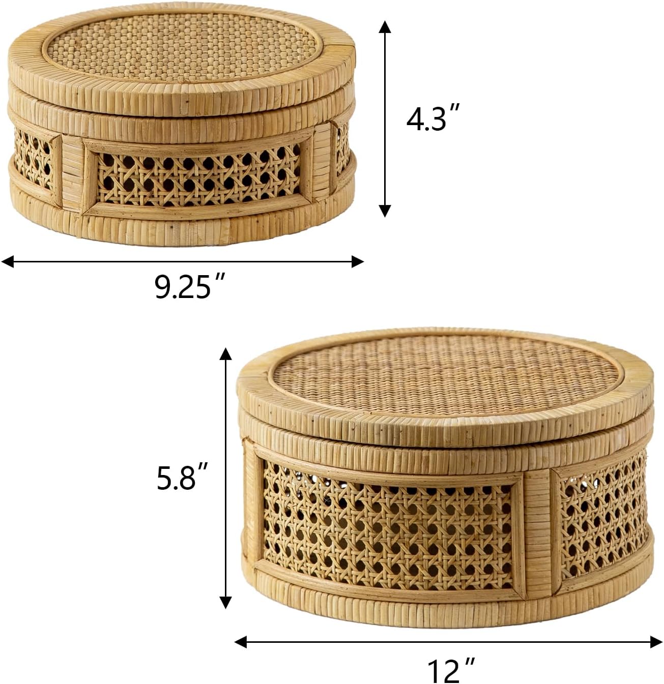 Boho Decorative Boxes / Yellow / Round / Set of 2