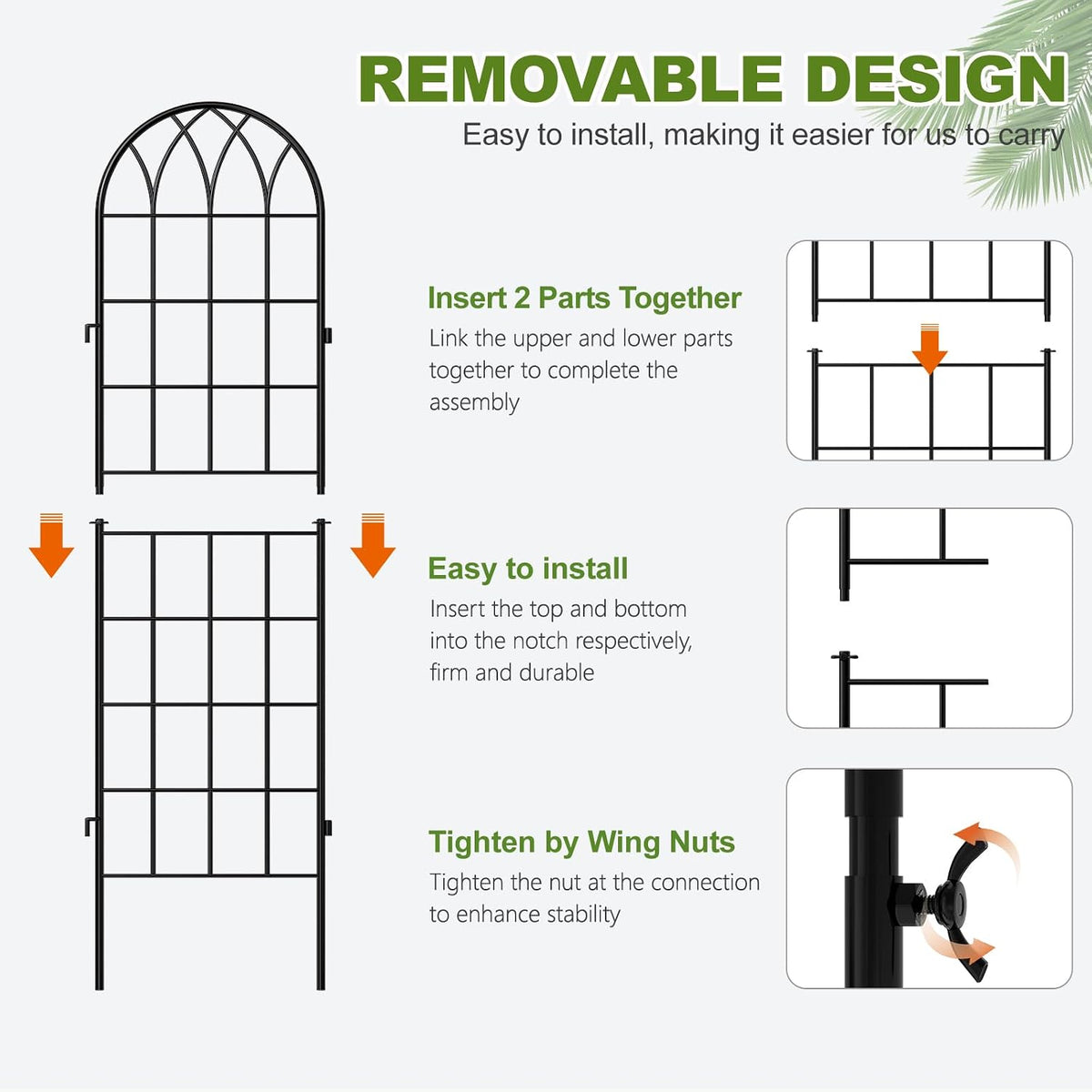 4 Pack Garden Trellis for Climbing Plants, 59 Inch Metal Trellis | Decorative Plant Support Trellis for Climbing Plants