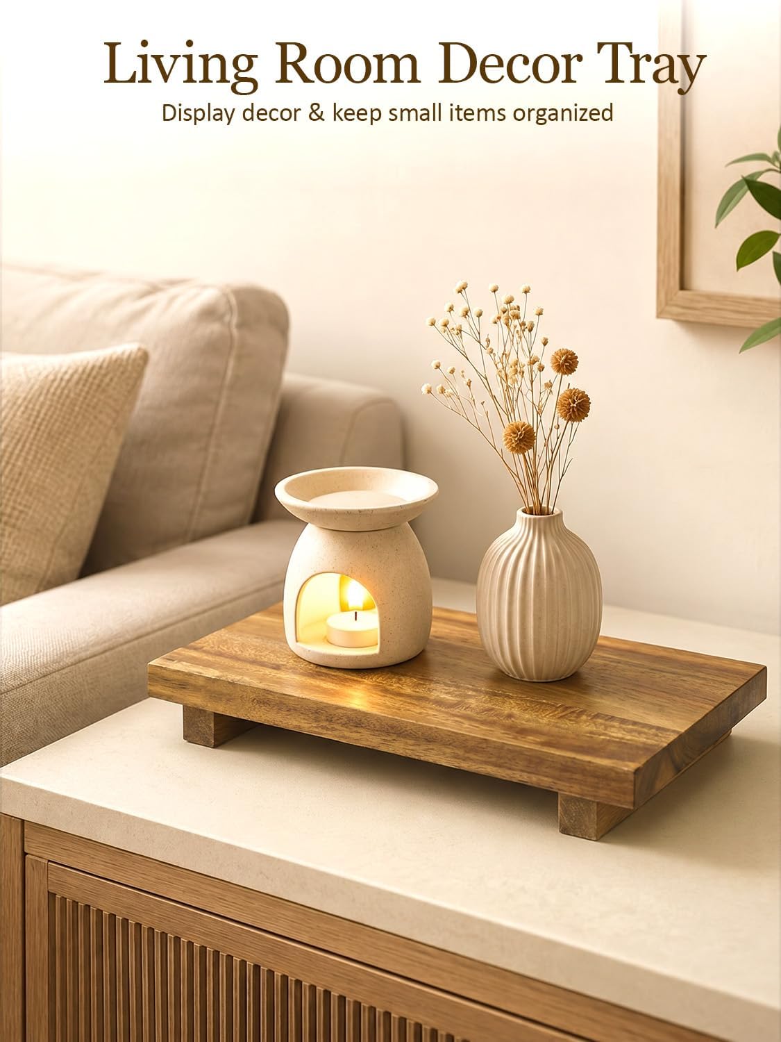 Acacia Wood Pedestal Stand / 12 x 7