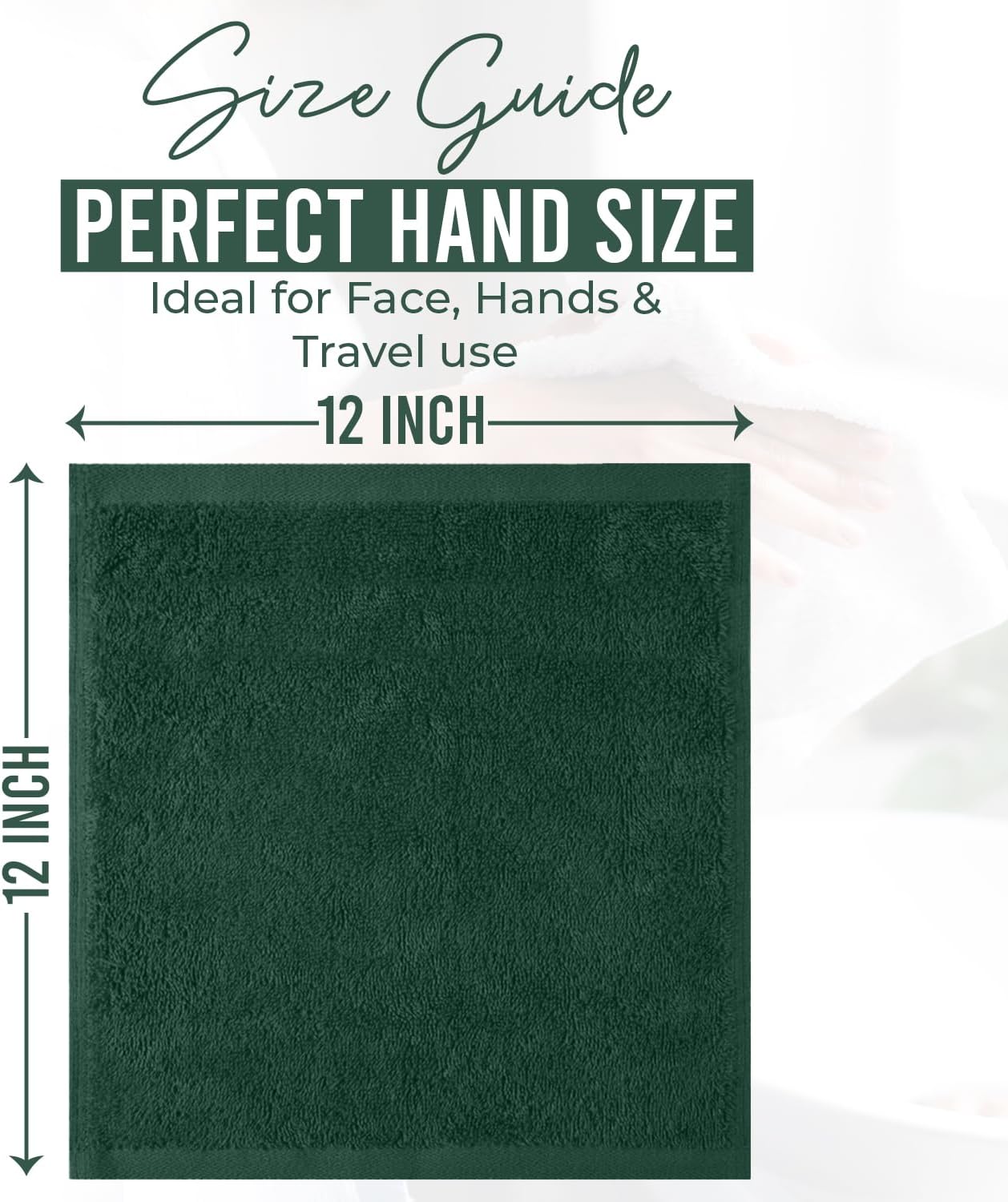 DAN RIVER 24 Pack Cotton Wash Cloths Set for Showering [12x12] Huntergreen | Lighter Weight, Quick to Dry, Super Soft &