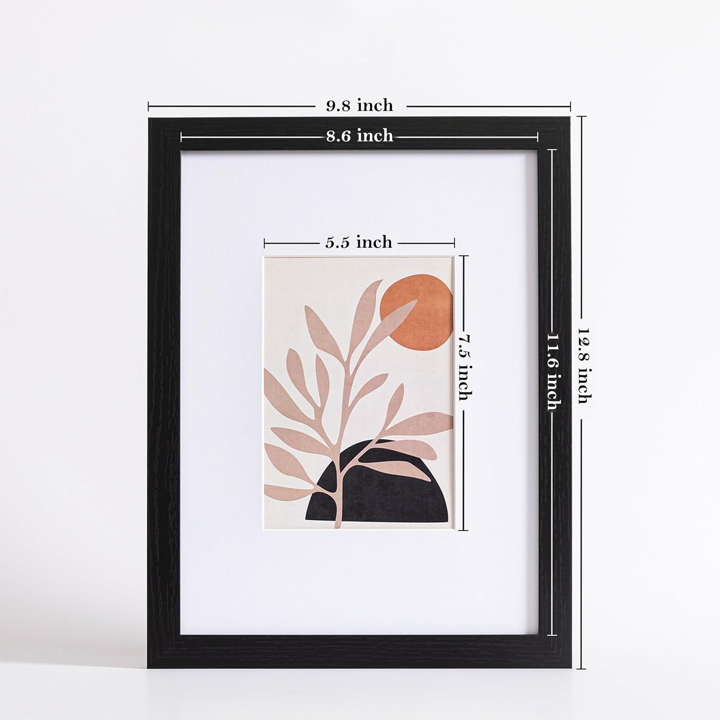 eletecpro 9x12 Picture Frames, Acrylic Cover, Black, Set of 10 | Display Photo 6x8 with Mat or 9x12 without, Horizontal