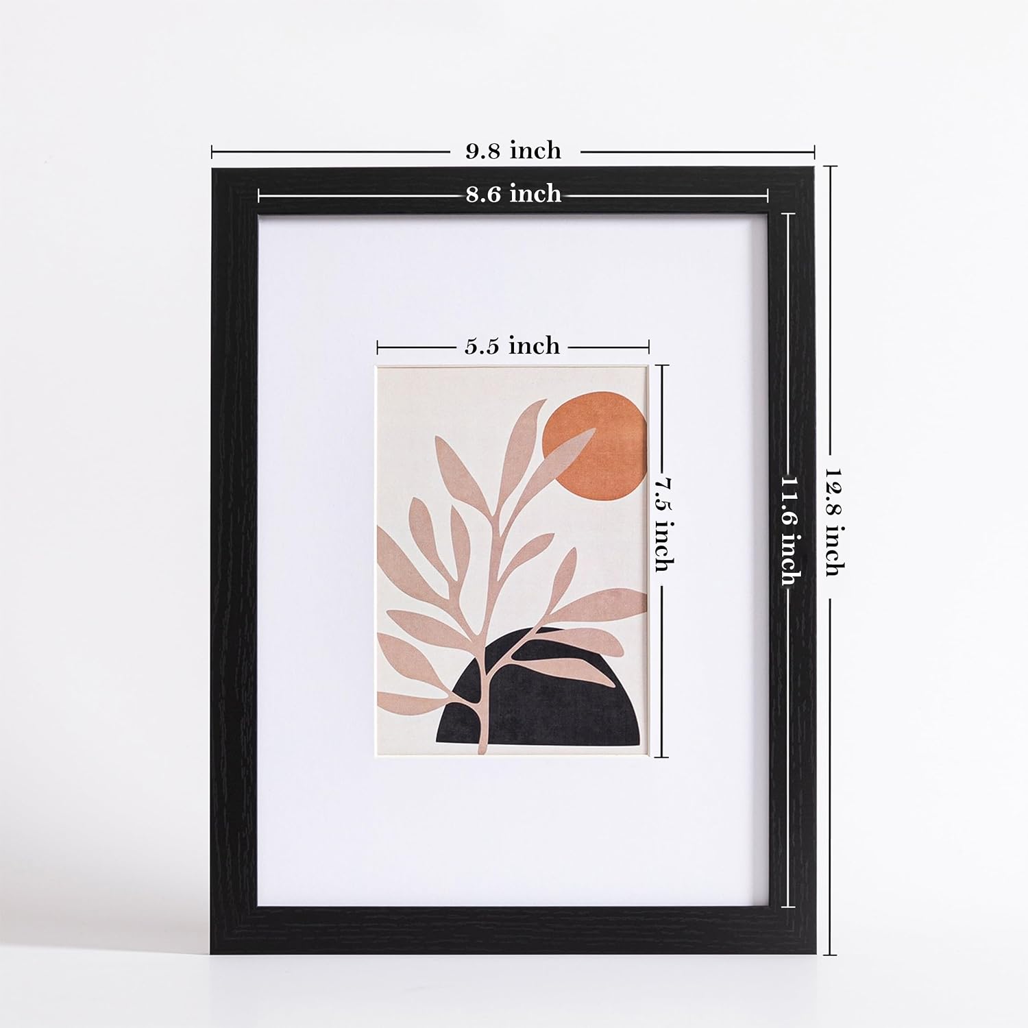 eletecpro 9x12 Picture Frames, Acrylic Cover, Black, Set of 10 | Display Photo 6x8 with Mat or 9x12 without, Horizontal