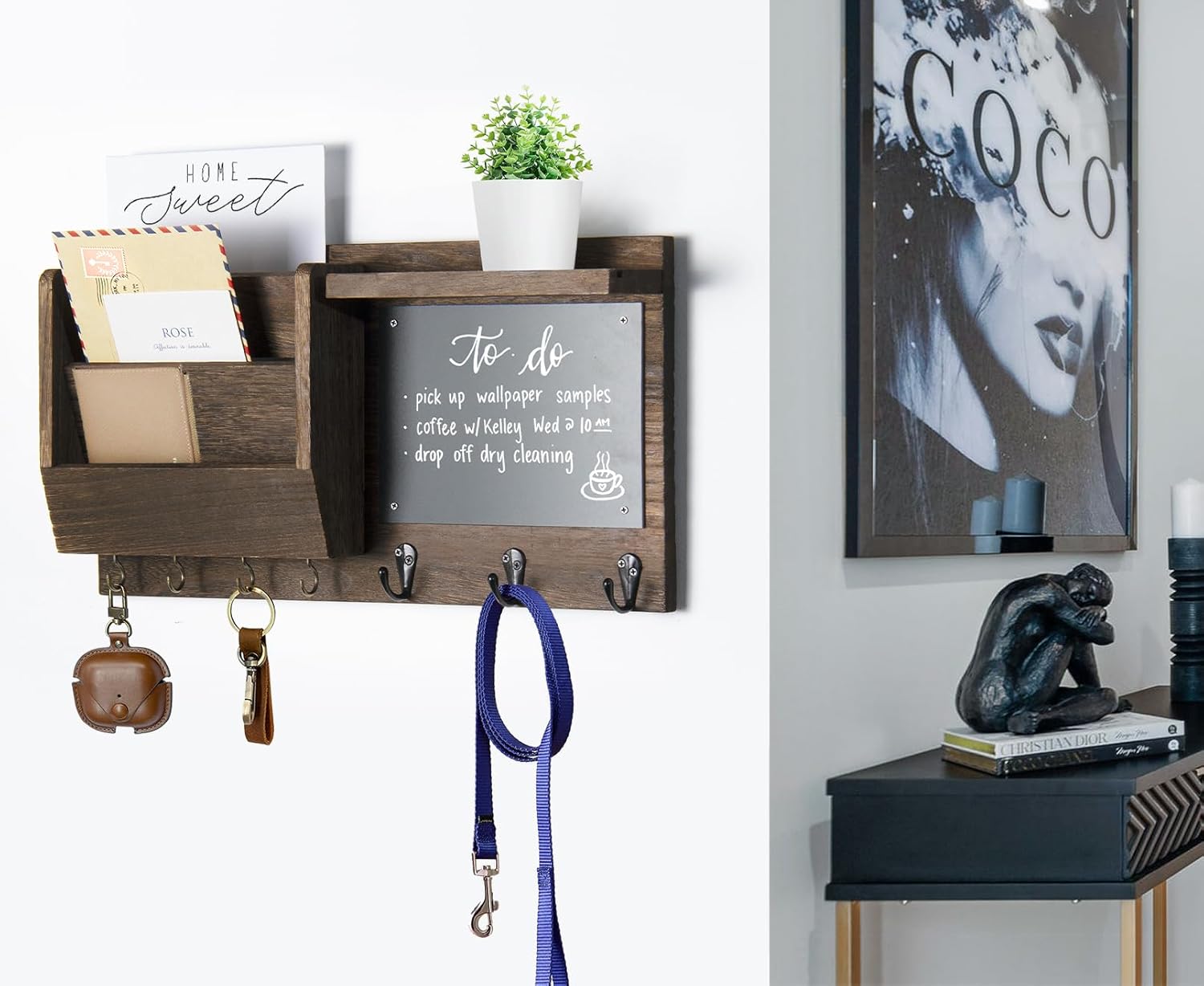 Rustic Hanging Key Rack Hanger / Brown