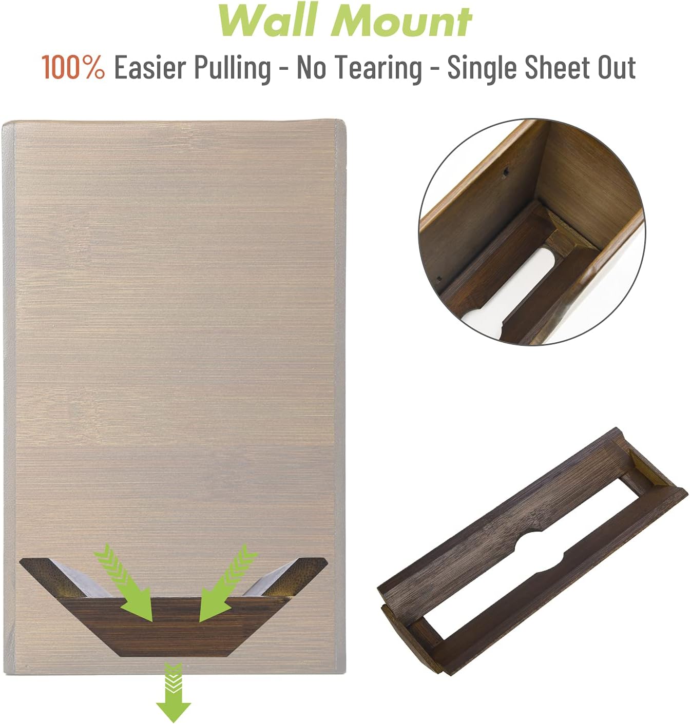 Bamboo Paper Towel Dispenser, Paper Towel Holder with Lid for Home and Commercial, Wall Mount or Countertop for