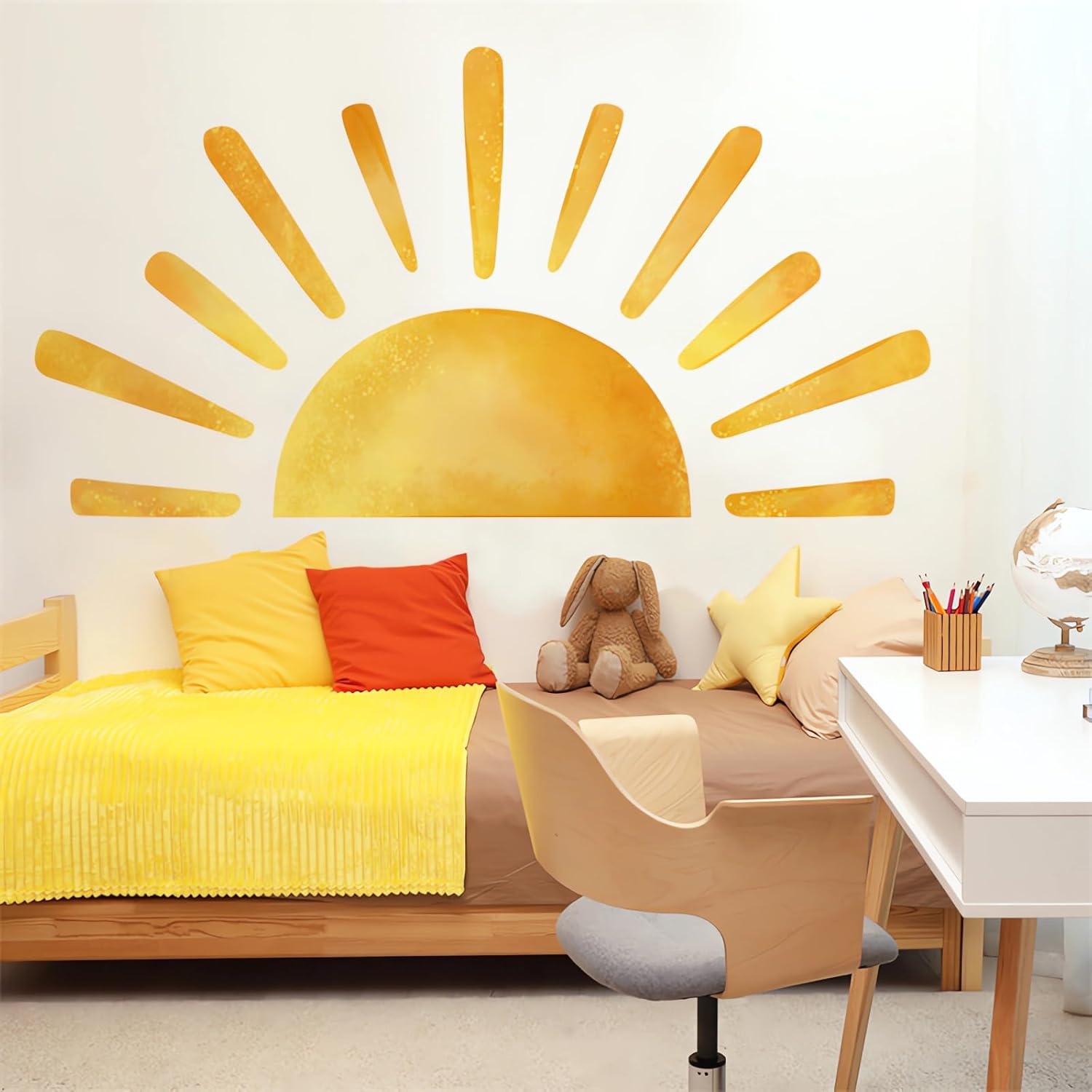 Large Sun Wall Stickers / Yellow / 68.5 x 37.4