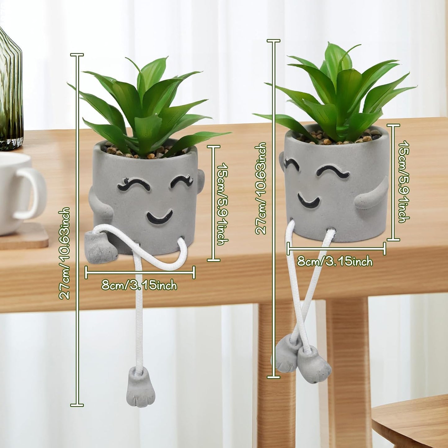 Artificial Plants Bathroom Decor / Gray-2a / Set of 2