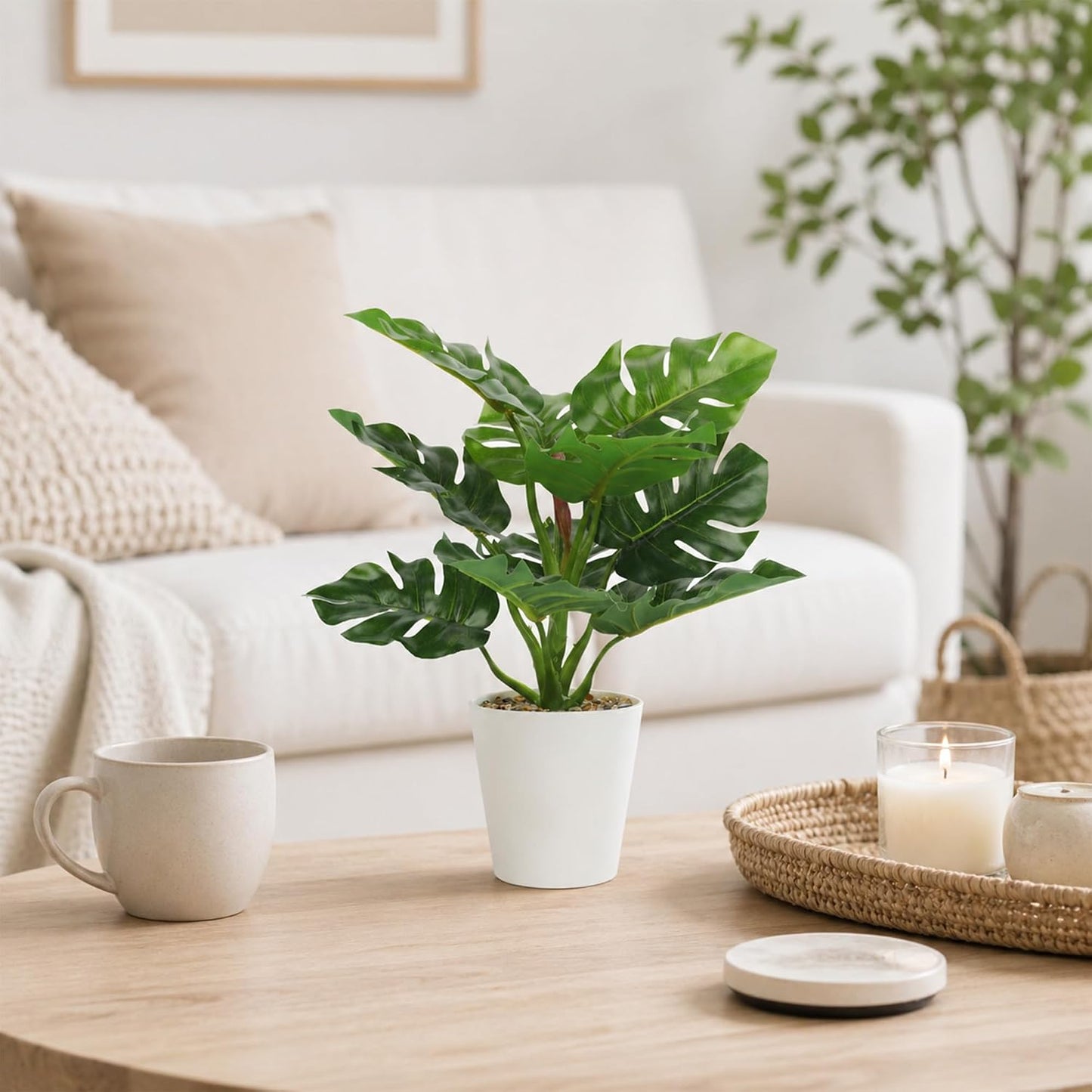 Small Fake Plants Artificial Potted Plant Indoor Faux Tropical Plant / 11.8 Inch / Set of 3