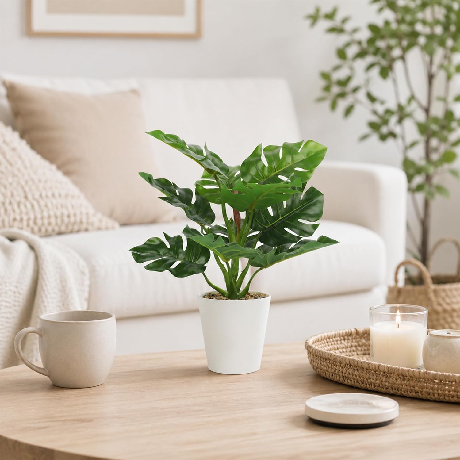Small Fake Plants Artificial Potted Plant Indoor Faux Tropical Plant / 11.8 Inch / Set of 3