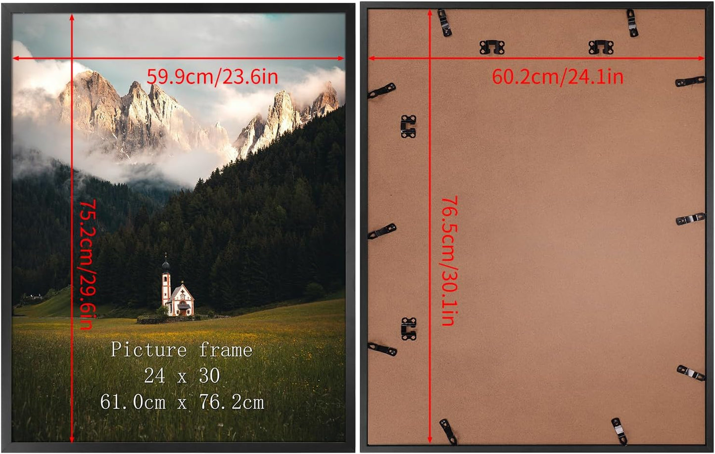 Giftgarden 24x30 Poster Picture Frame Black, Textured Metal Frame 30x24 for Wall Display, Single