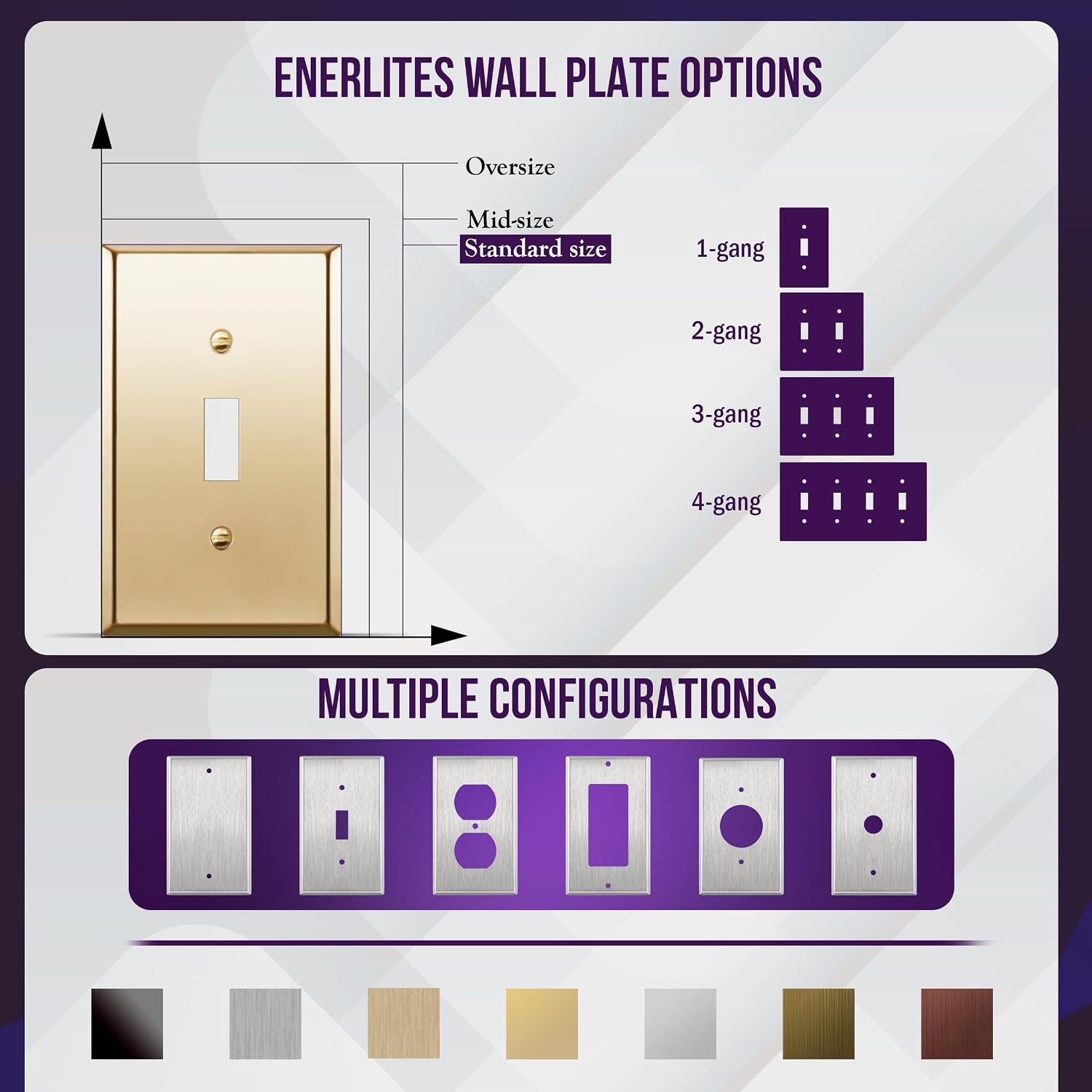 ENERLITES Double Toggle Light Switch Metal Cover, Stainless Steel Wall Plate, Corrosion Resistant, Standard Size 2-Gang