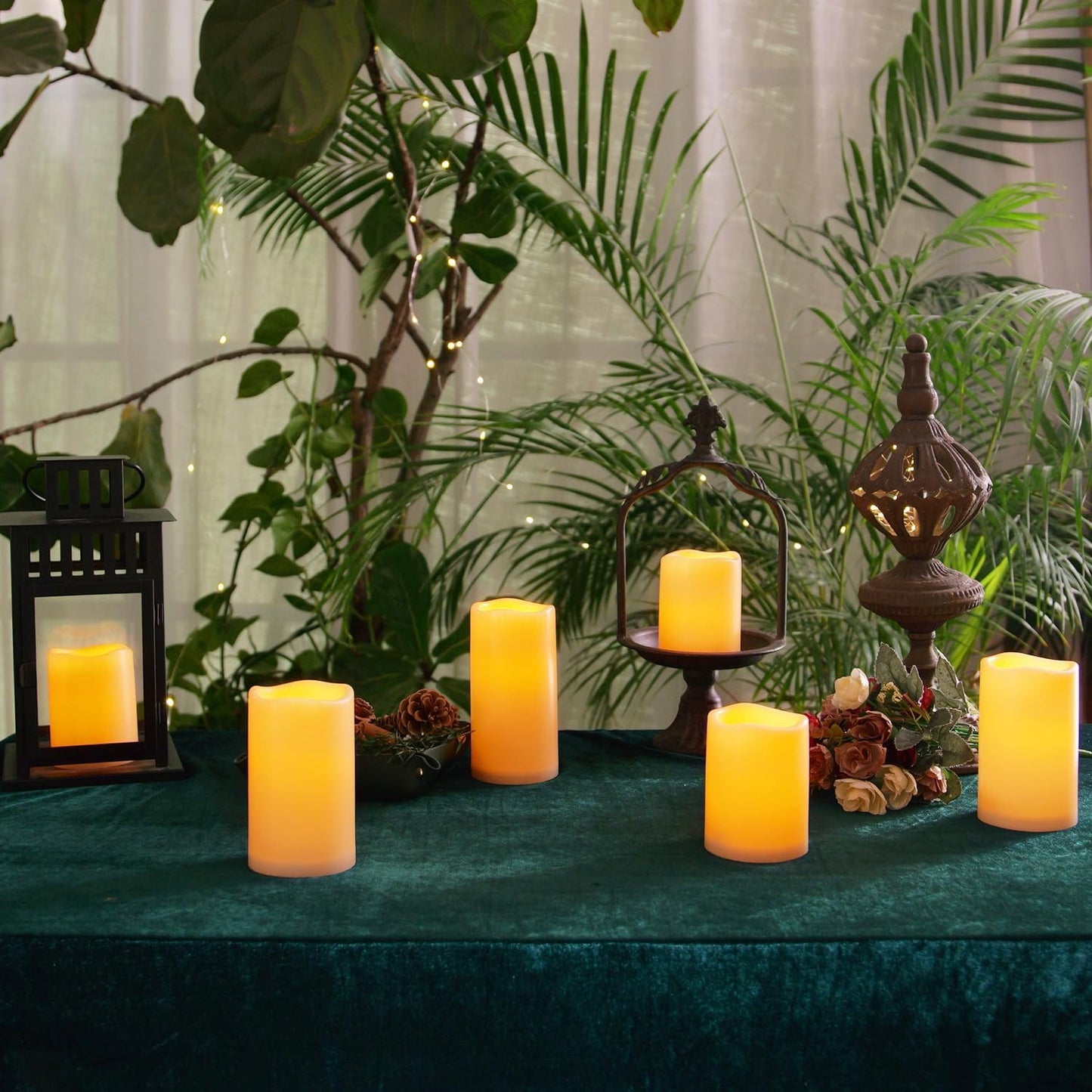 Homemory Outdoor Waterproof Flameless LED Candles with Remote Timer, 6 Pack | Battery operated flickering LED pillar c