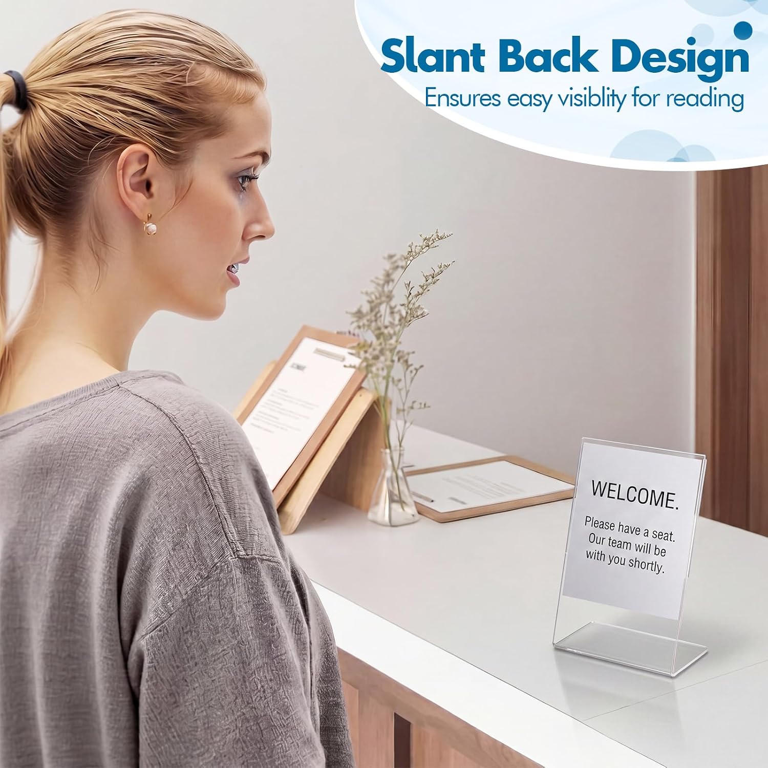 Acrylic Photo Frame L shape Slant Back Desktop Photo Frames Plastic / 2.5 x 3.5 / Clear / Set of 12