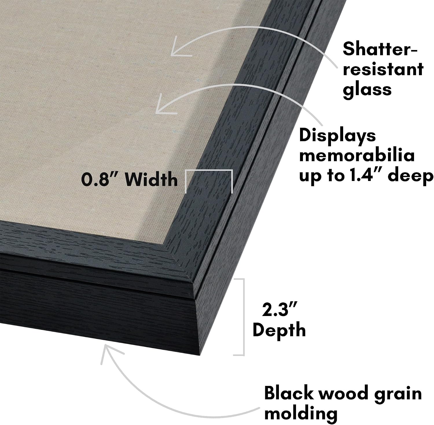Americanflat 11x14 Shadow Box Frame - Engineered Wood - Black | Shatter-resistant glass, 1.4 inch interior depth, hangs