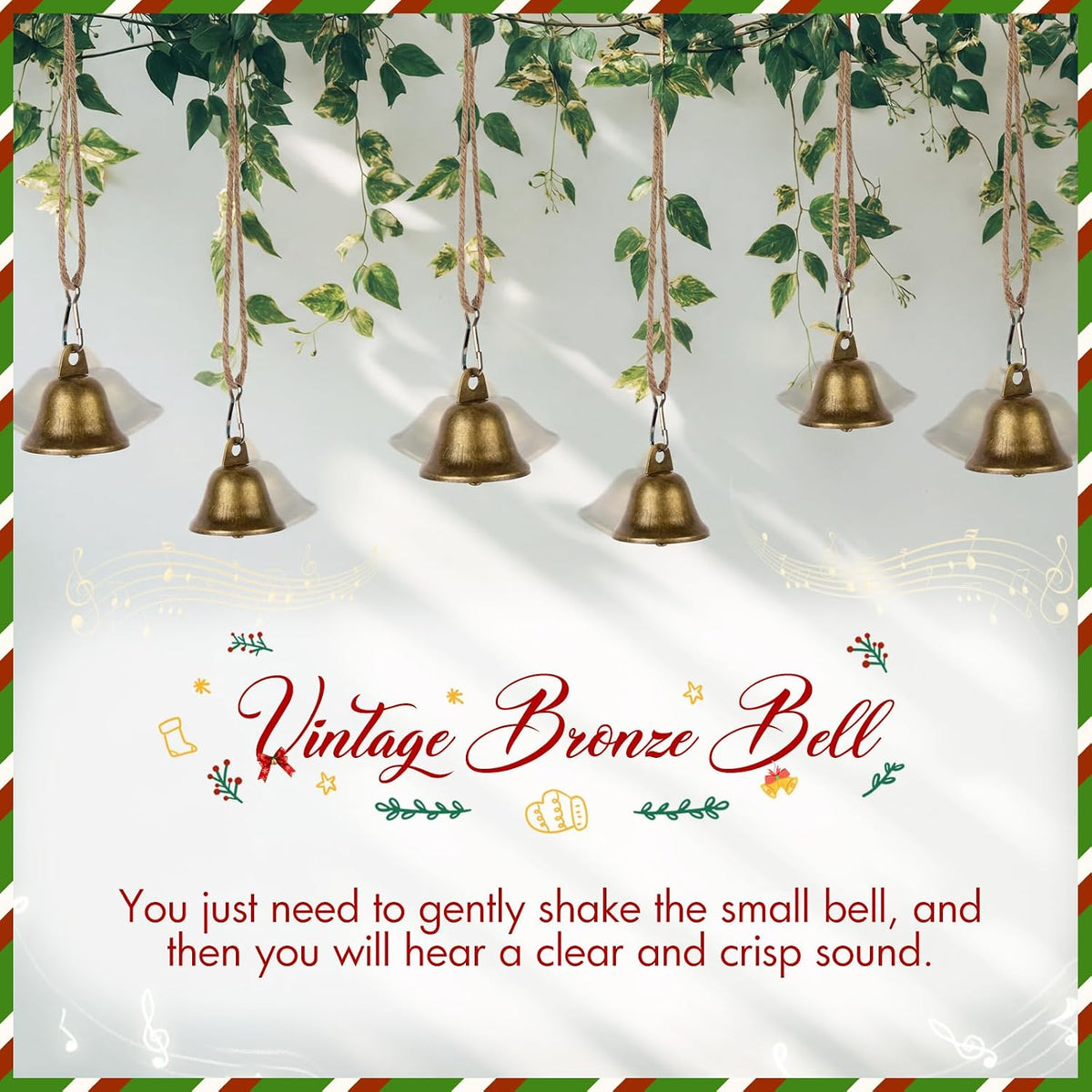 Gejoy 60 Pieces Small Brass Bells with Spring Hooks,Bronze | Vintage Mini for Wind Chimes, Dog Training Doorbell