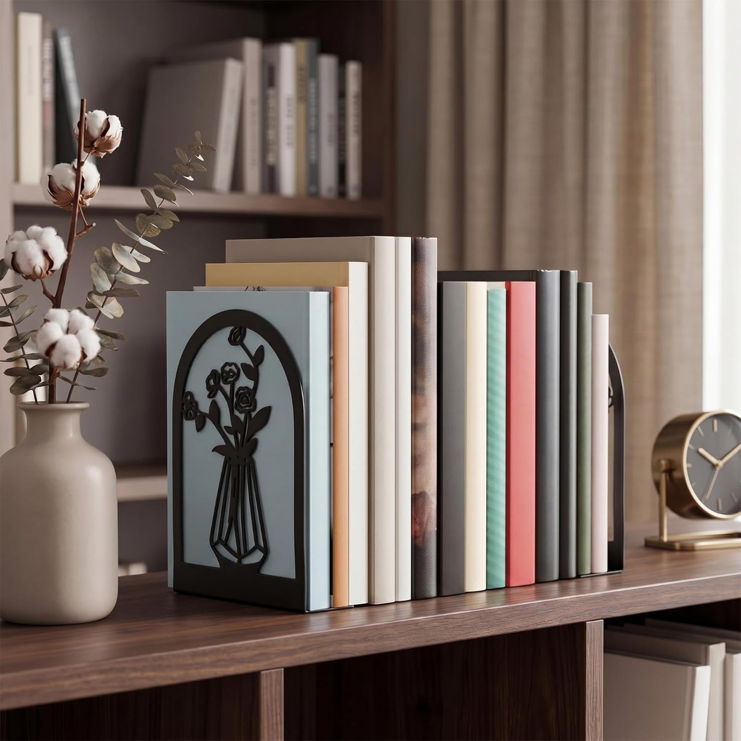 Metal Bookends / Black Modern / Set of 6
